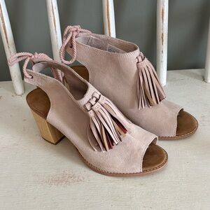 Toms Blush Suede Heeled Sandals